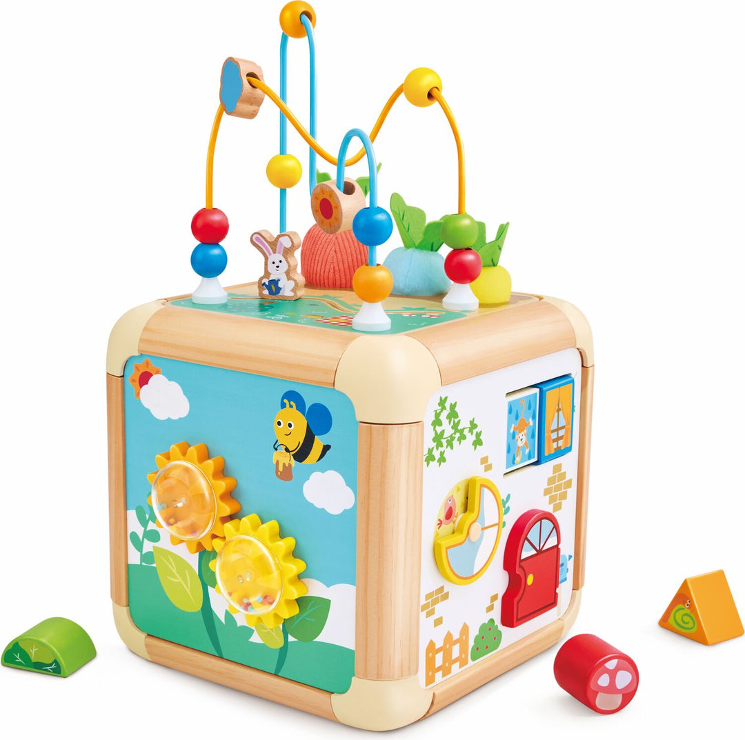 Cubo de Actividades Laberinto y Clasificador Madera Para Niños