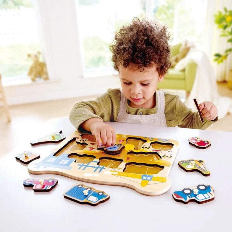 Juego Didáctico Para Encajar Construcción de Madera para Niños