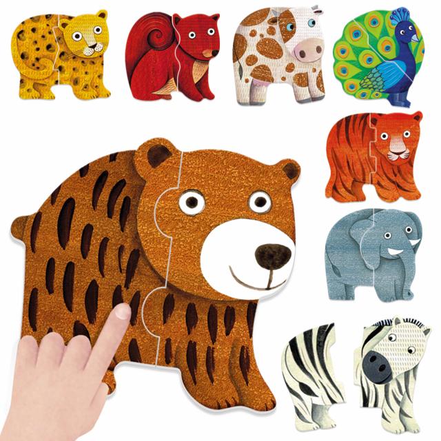 Juego Didáctico Primeros Puzzles de Animales Táctiles Para Niños