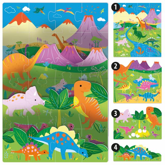 Rompecabezas Educativo Dinosaurio progresivos Para Niños