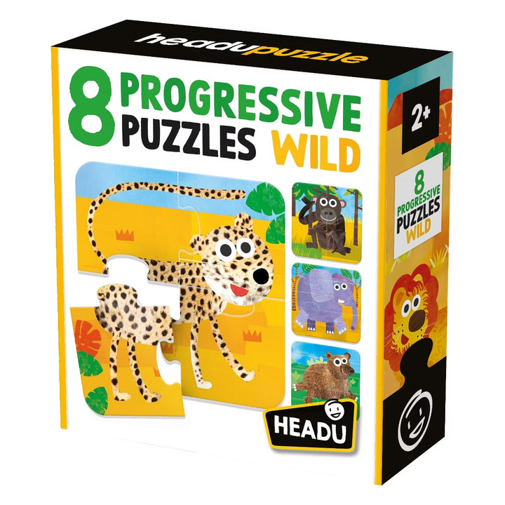 Juego Didáctico 8 Puzzles Progresivos Animales Salvajes Para Niños