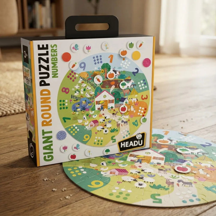 Rompecabezas Didáctico Redondo Números Granja Para Niños
