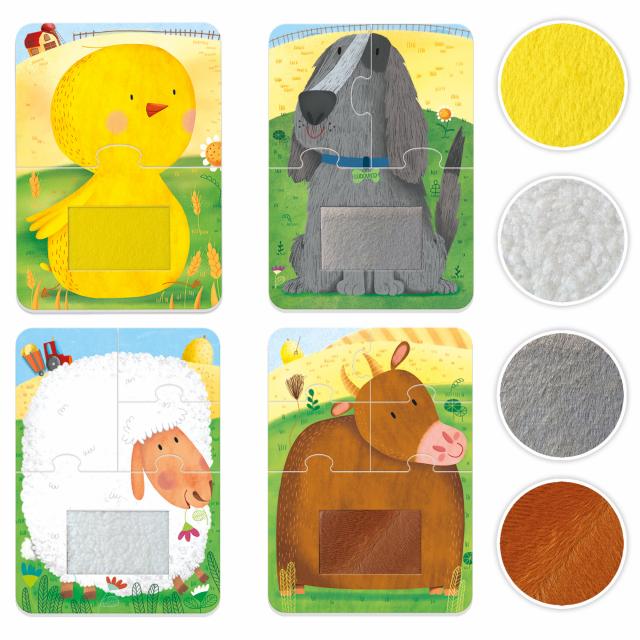 Juego Didáctico 4 Rompecabezas Táctil Granja Para Niños