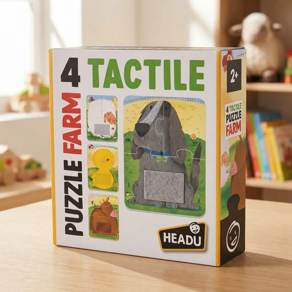 Juego Didáctico 4 Rompecabezas Táctil Granja Para Niños