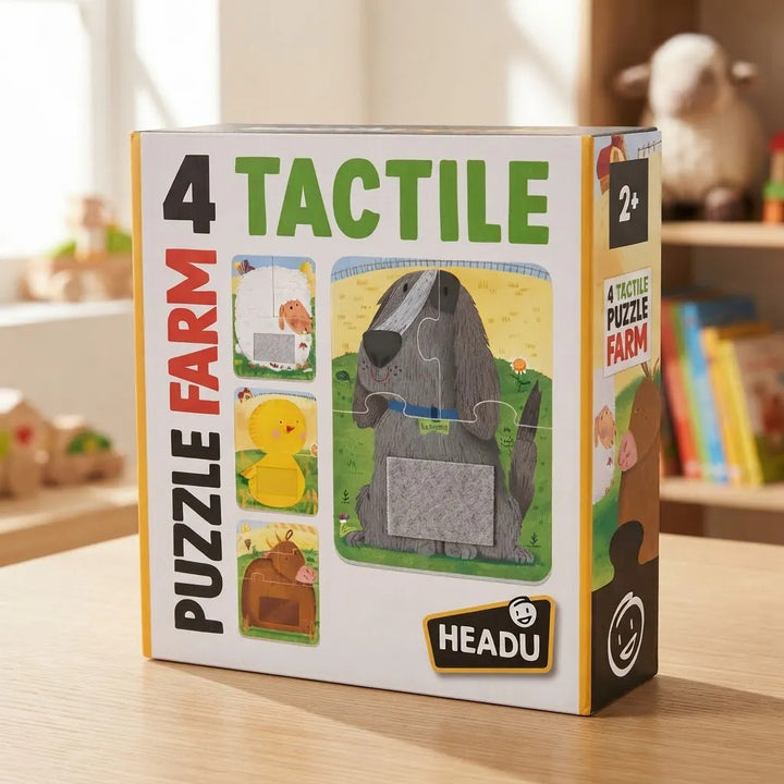 Juego Didáctico 4 Rompecabezas Táctil Granja Para Niños