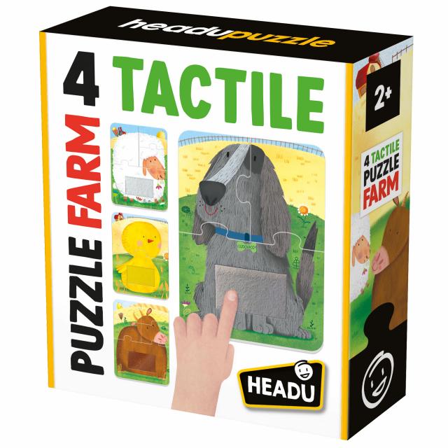 Juego Didáctico 4 Rompecabezas Táctil Granja Para Niños