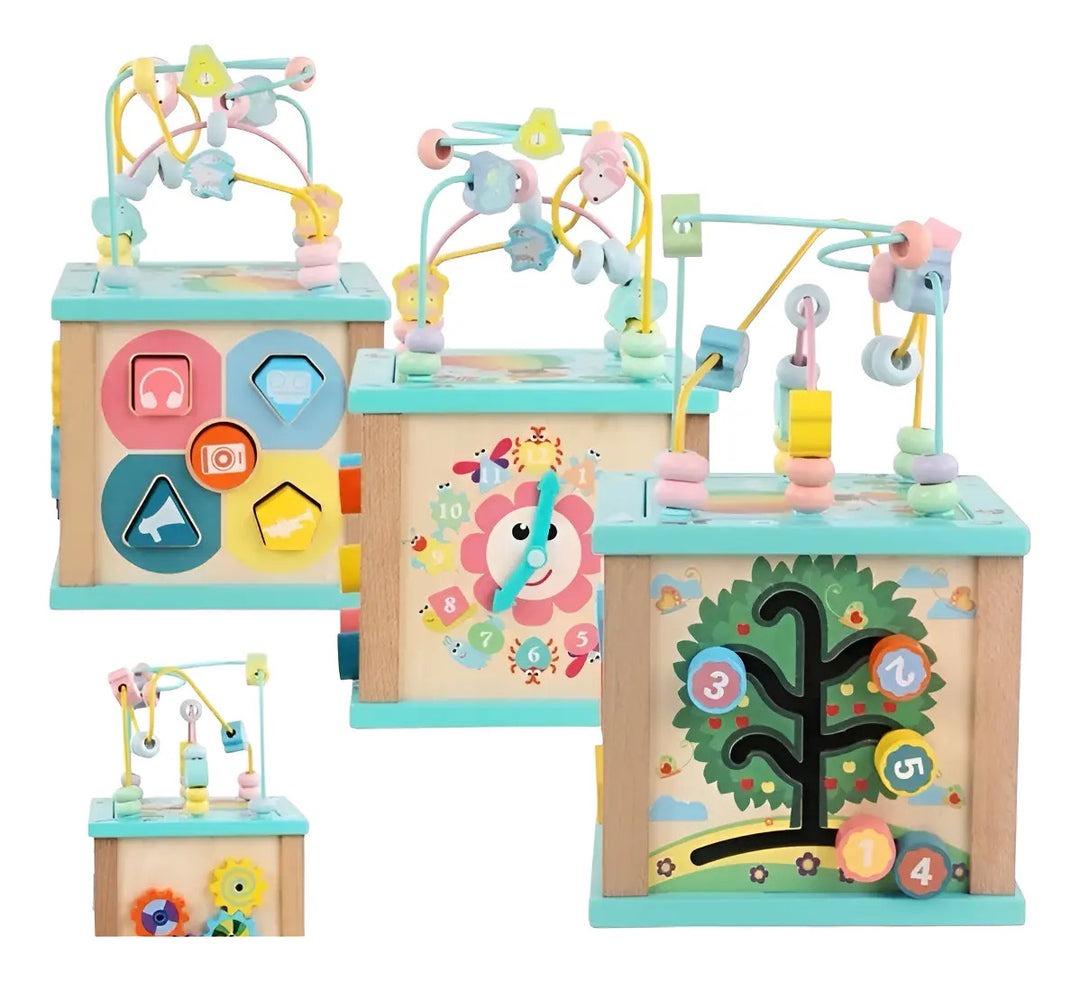 Cubo Laberinto Multifuncional Montessori Madera Para Bebés