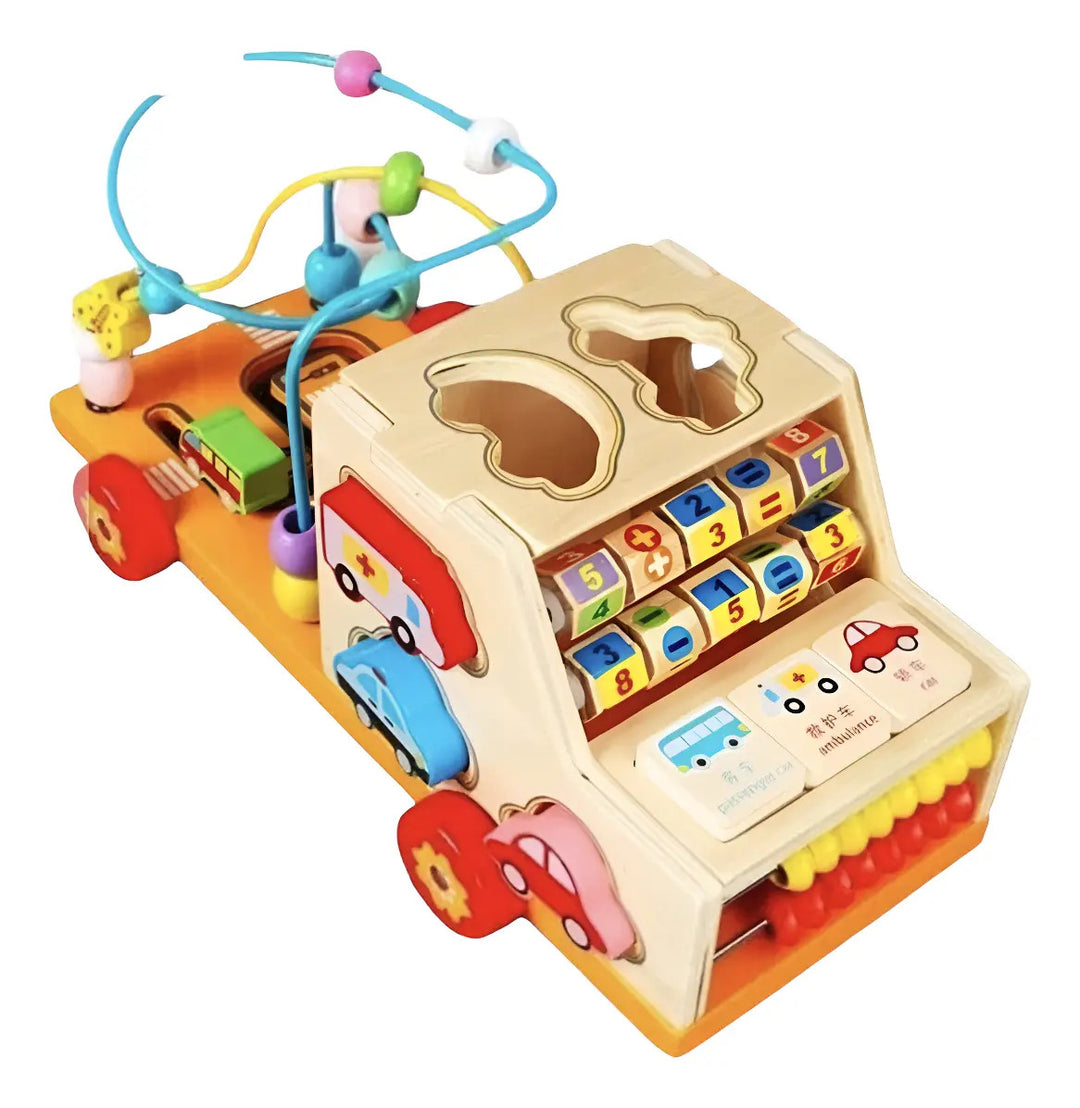 Juguete Carro Sensorial en Madera Montessori Para Niños