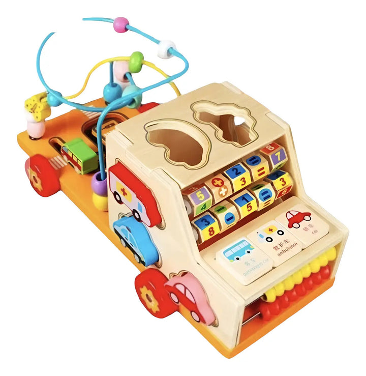Juguete Carro Sensorial en Madera Montessori Para Niños