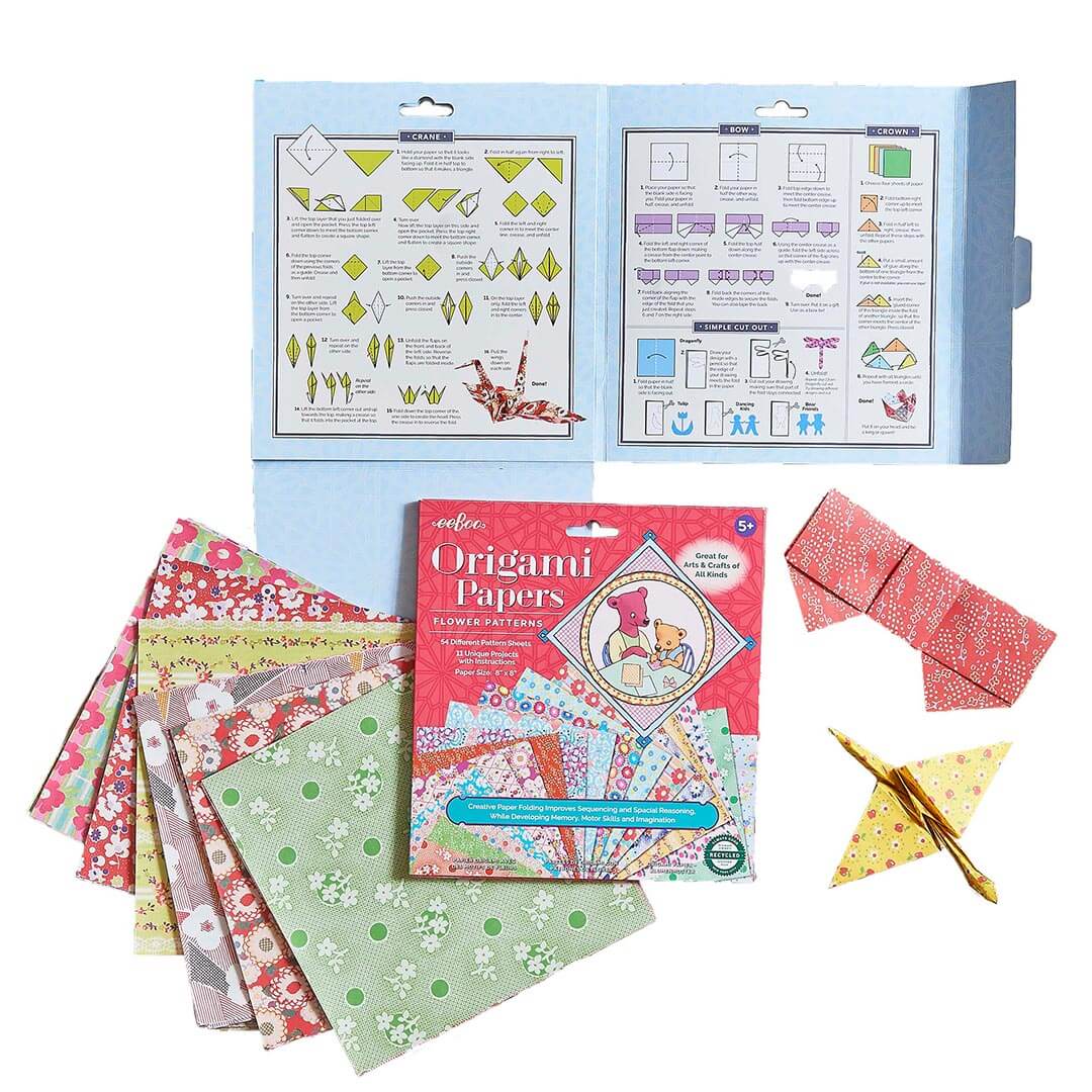 Set Manualidad Papeles Origami Flower Patterns Para Niños