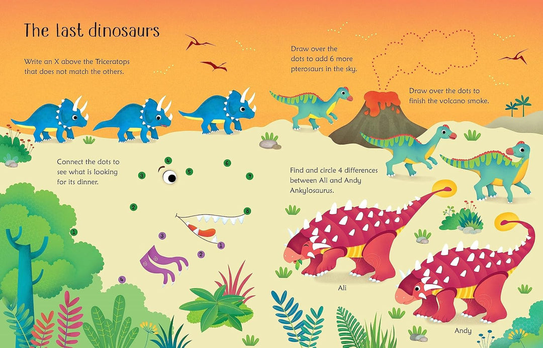 Libro Educativo actividades Dinosaurios Reutilizable Para Niños