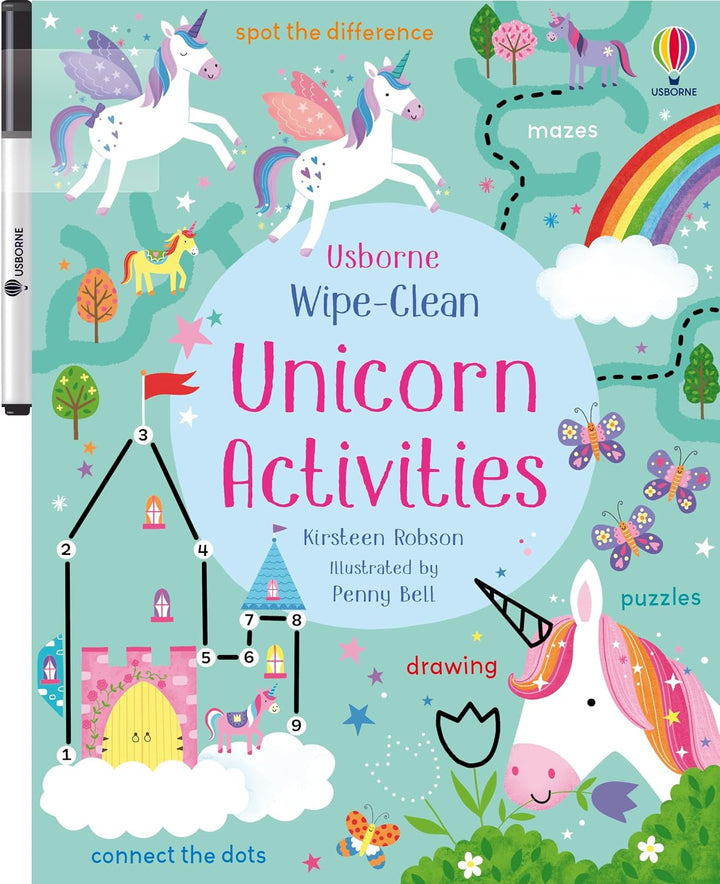 Libro de Actividades Unicornios Reutilizable Para Niños