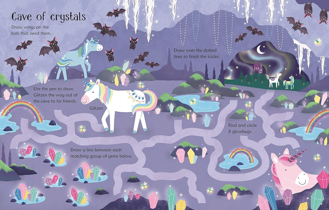 Libro de Actividades Unicornios Reutilizable Para Niños
