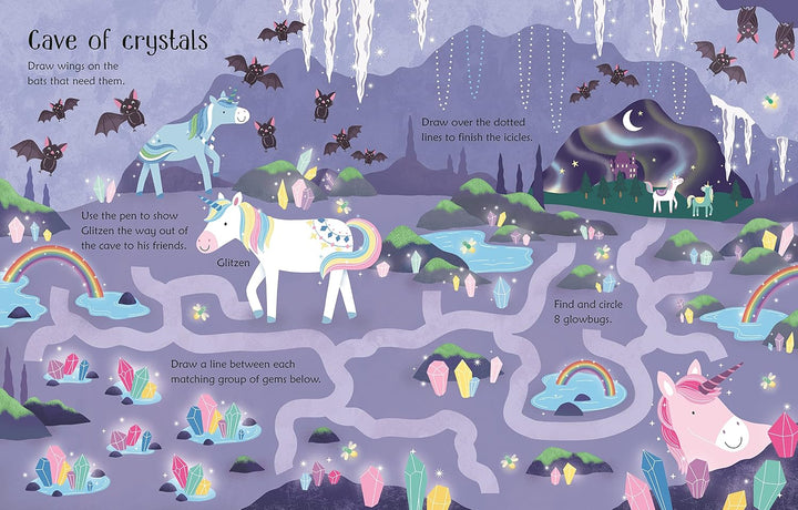 Libro de Actividades Unicornios Reutilizable Para Niños