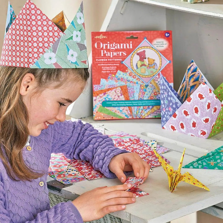 Set Manualidad Papeles Origami Flower Patterns Para Niños