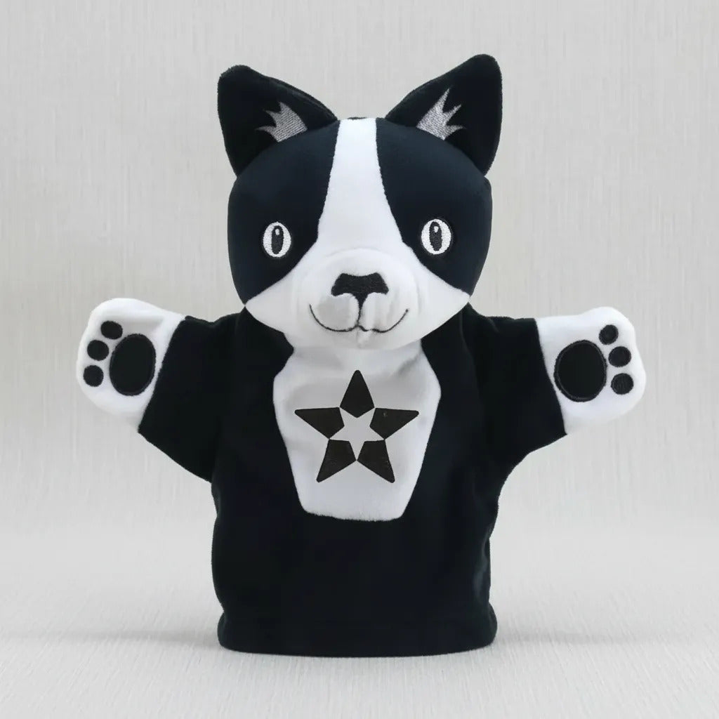 Juguete Títere Gato Contraste Blanco y Negro Para Bebés