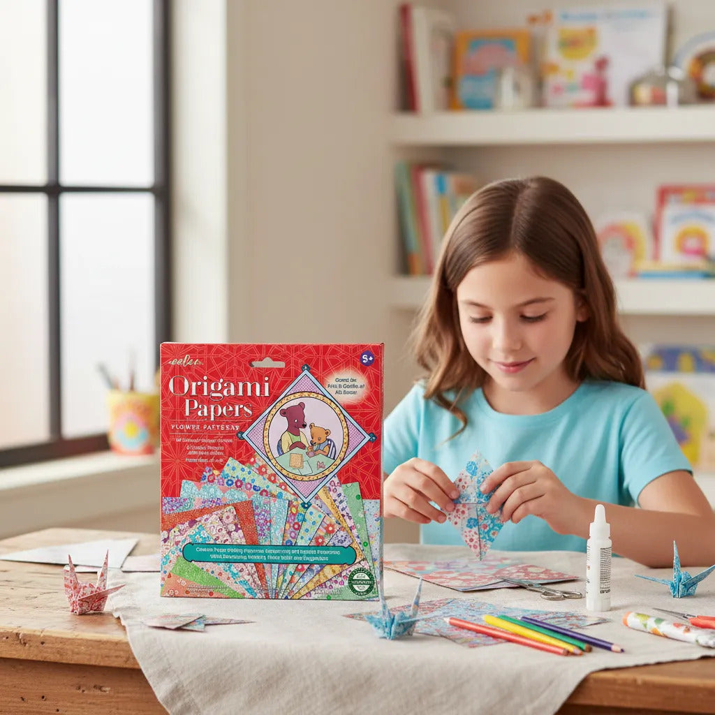 Set Manualidad Papeles Origami Flower Patterns Para Niños