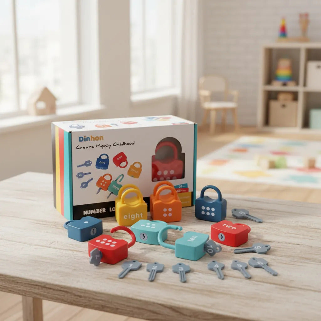 Juego Didáctico Cerraduras de aprendizaje con llaves Para Niños