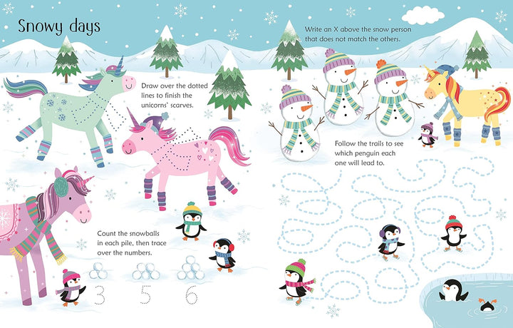Libro de Actividades Unicornios Reutilizable Para Niños
