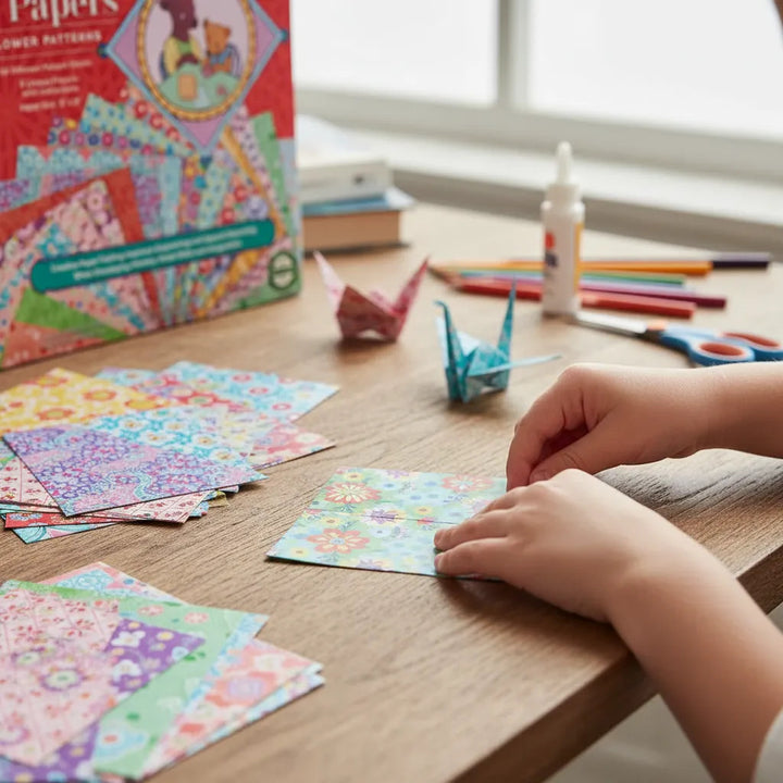 Set Manualidad Papeles Origami Flower Patterns Para Niños
