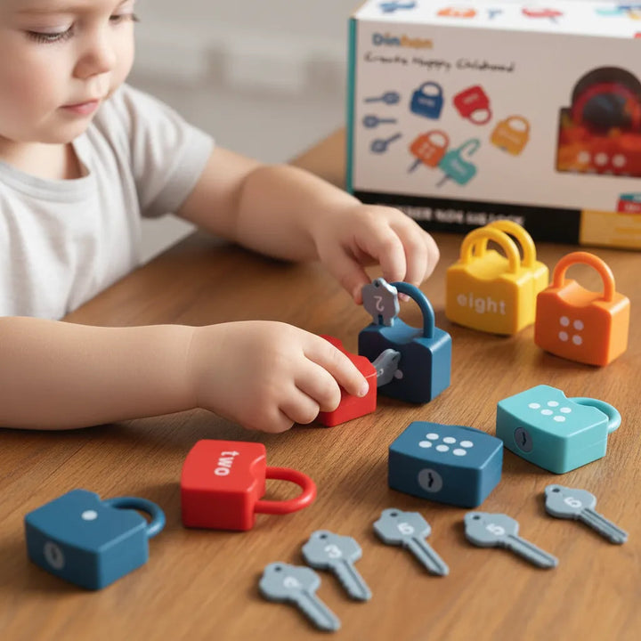 Juego Didáctico Cerraduras de aprendizaje con llaves Para Niños
