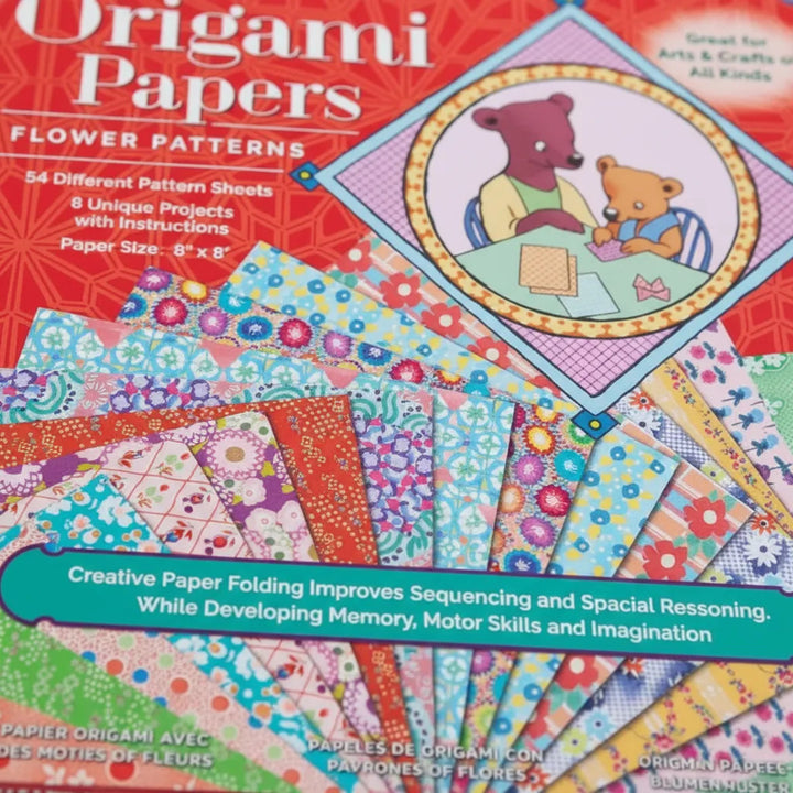 Set Manualidad Papeles Origami Flower Patterns Para Niños