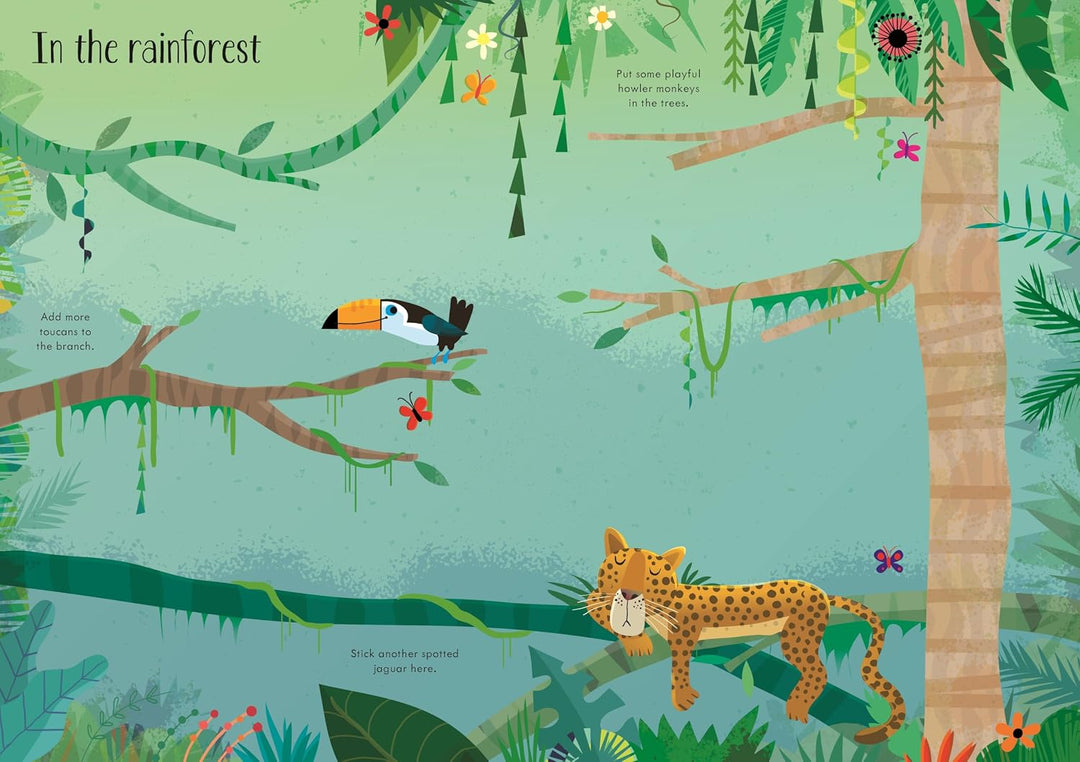 Libro Didáctico  Stickers  Animales De La Selva Para Niños