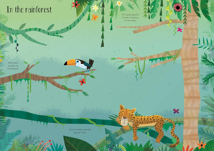 Libro Didáctico  Stickers  Animales De La Selva Para Niños