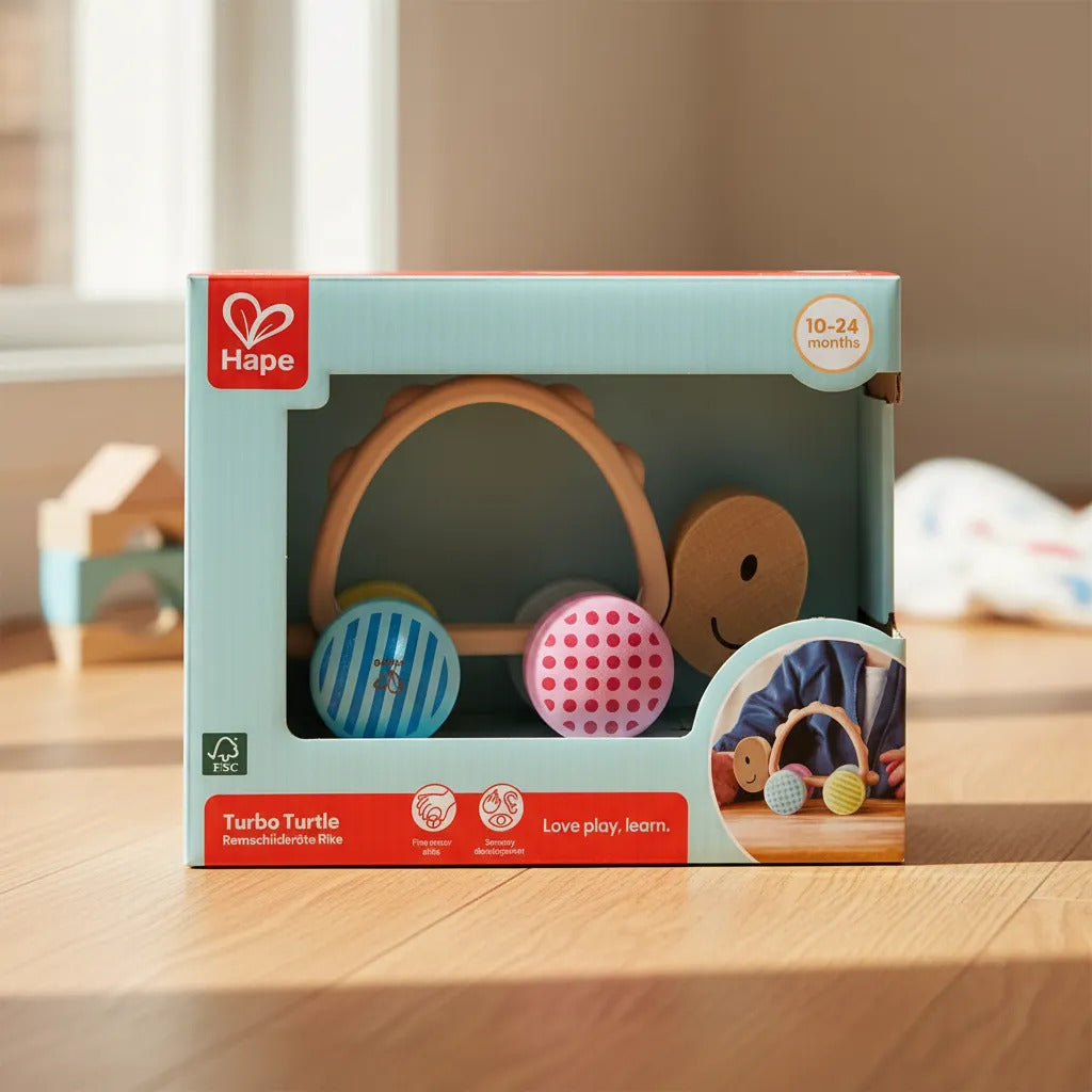 Juguete Tortuga para Empujar  Ruedas Coloridas Para Niños
