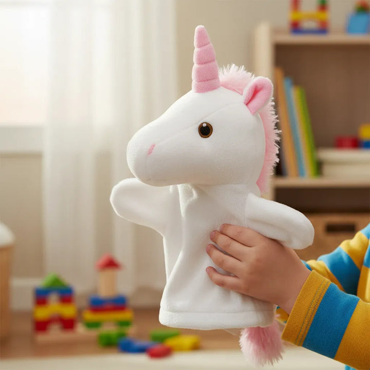 Títere Didáctico De Peluche Unicornio Para Niños