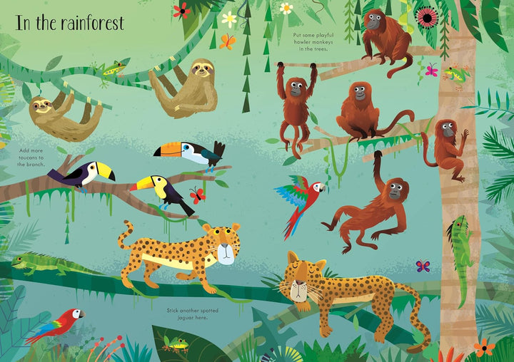 Libro Didáctico  Stickers  Animales De La Selva Para Niños