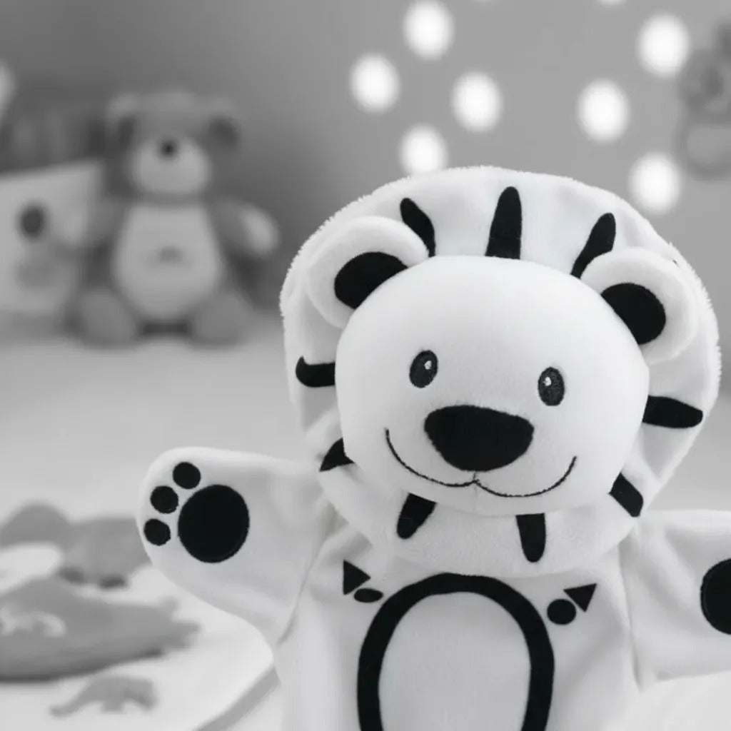Juguete Títere León Contraste Blanco Y Negro Para Bebés