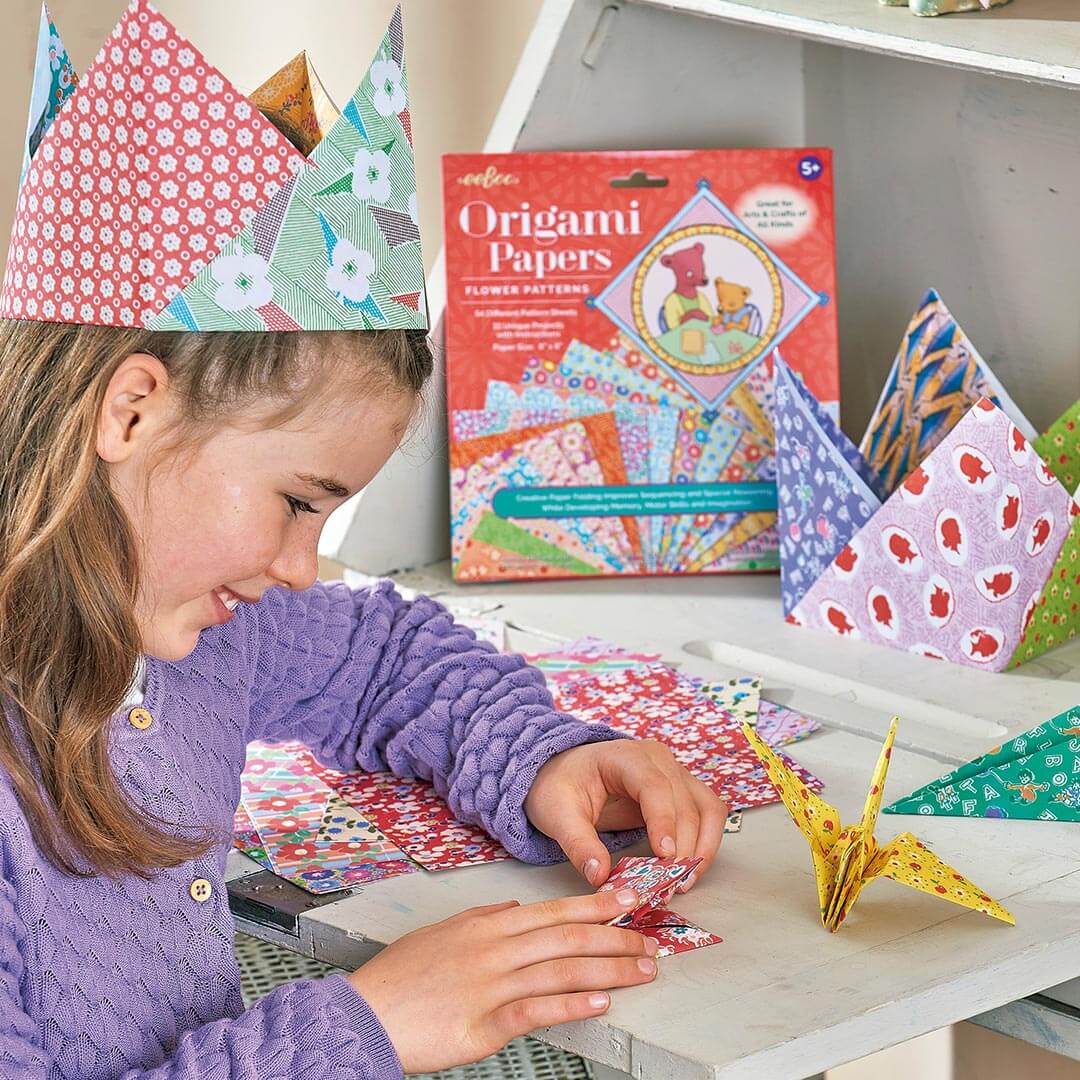 Set Manualidad Papeles Origami Flower Patterns Para Niños