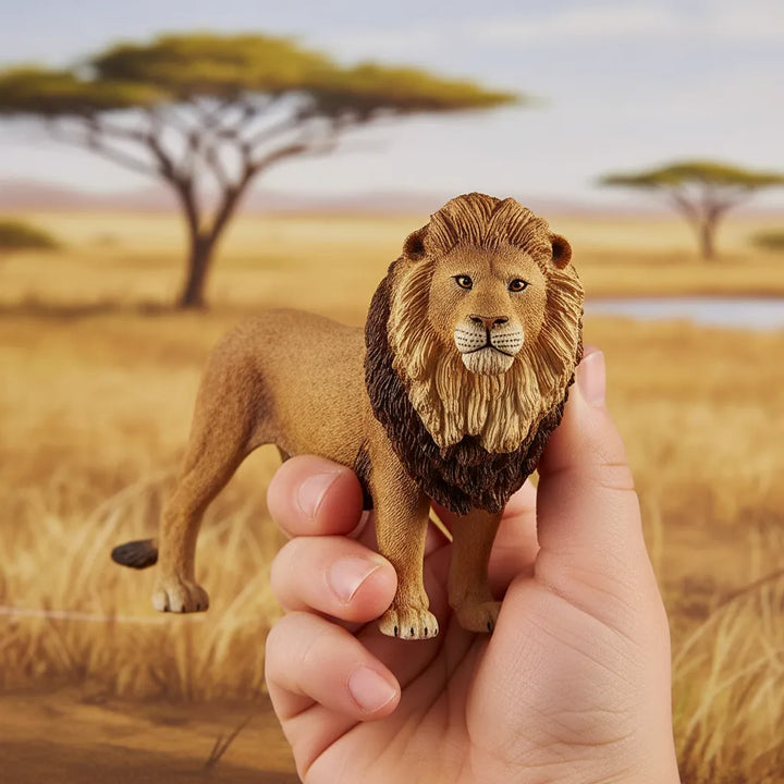 Figura Animales Leon Pintada A Mano