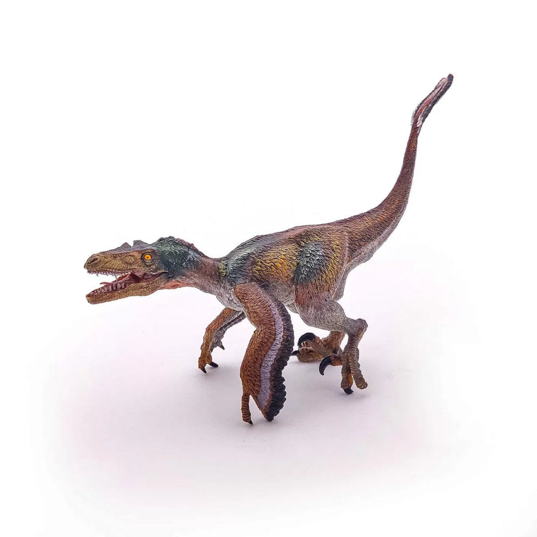 Juguete Figura Velociraptor Con Plumas Gris Niños