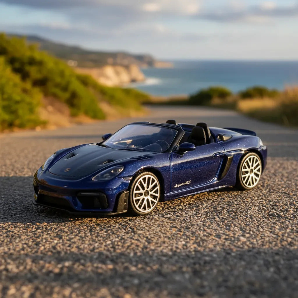 Carro Coleccionable Bburago 1:45 Porshe 718 Spyder Rs Azul