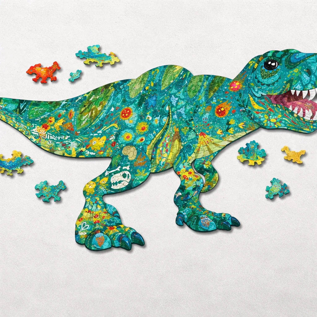 Rompecabezas Dinosaurio Brillante 200 Piezas Para Niños