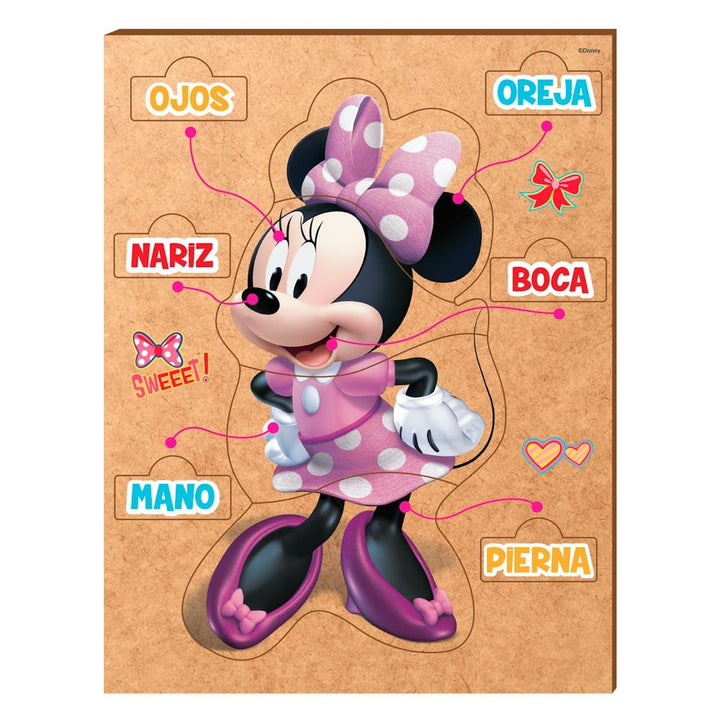 Rompecabezas Minnie Mouse Partes Del Cuerpo En Madera