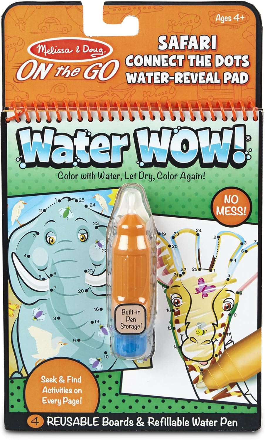 Libro para Pintar con Agua conecta los puntos Safari