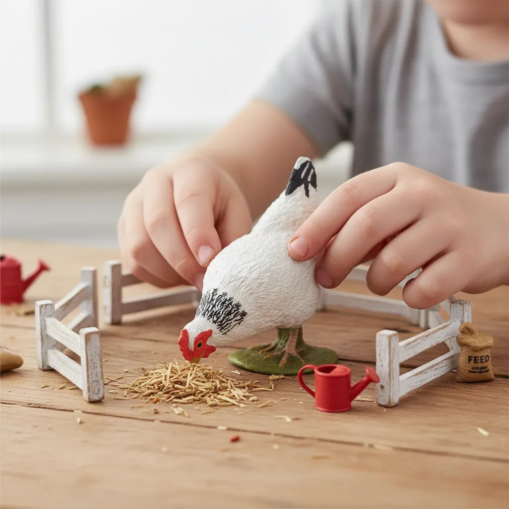 Figura Coleccionable Gallina Blanca Pitado A Mano Papo Niños