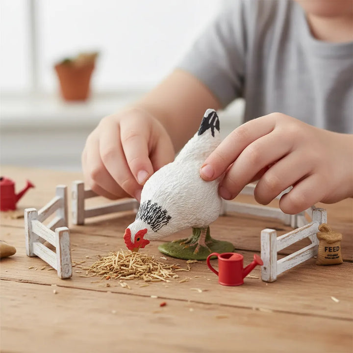 Figura Coleccionable Gallina Blanca Pitado A Mano Papo Niños
