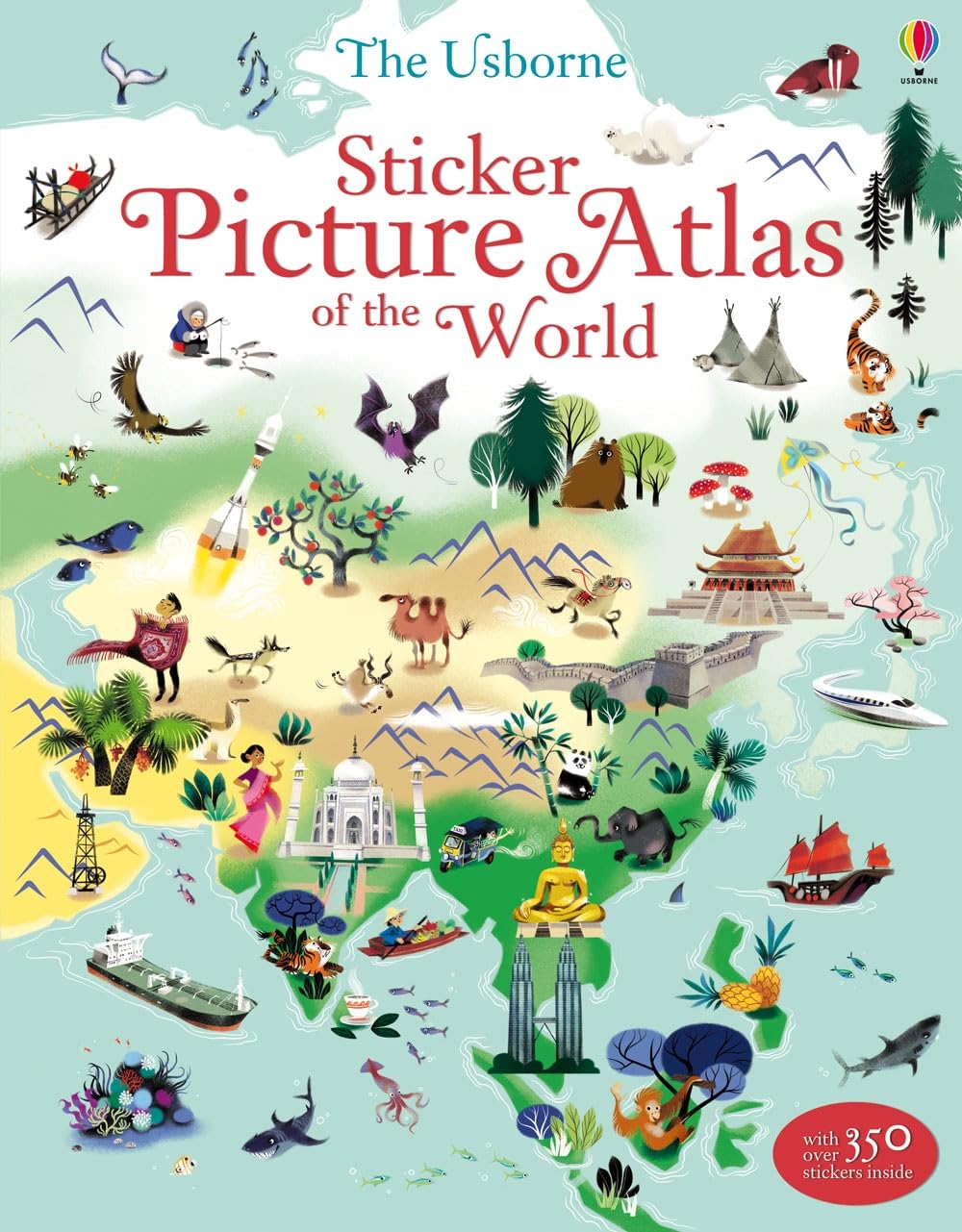 Libro Didáctico Atlas Mundial Con Stickers Usborne Para Niños