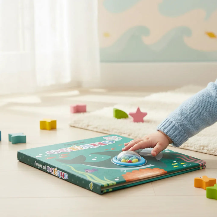 Libro Didáctico Amigos Del Océano Con Sonajero Para Niños