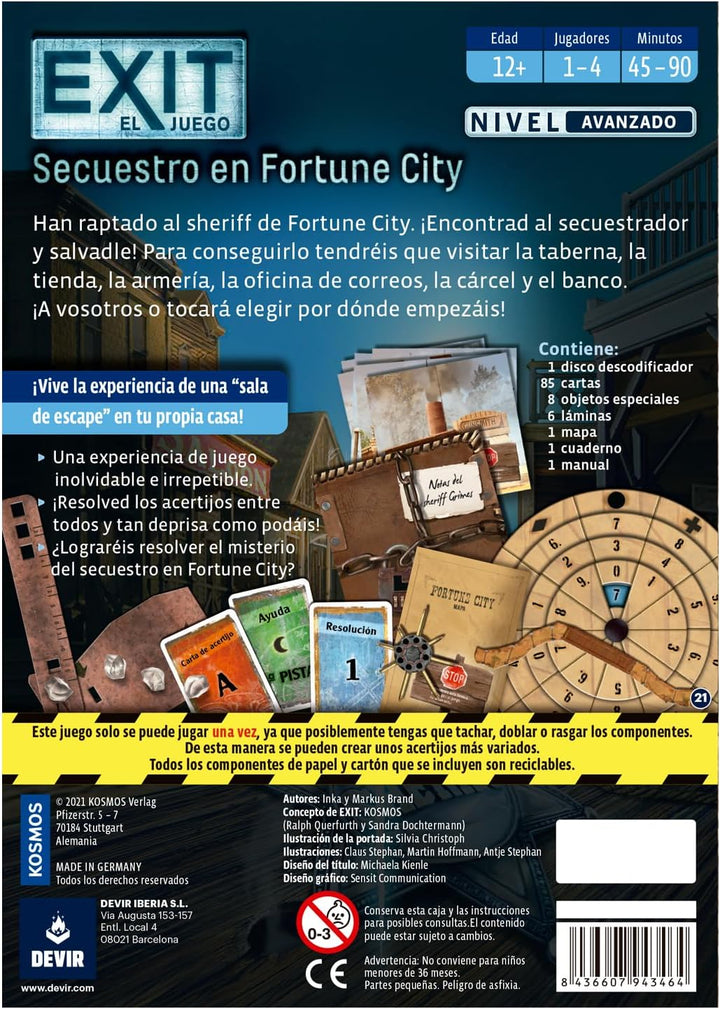 Juego De Mesa Exit Secuestro En Fortune City
