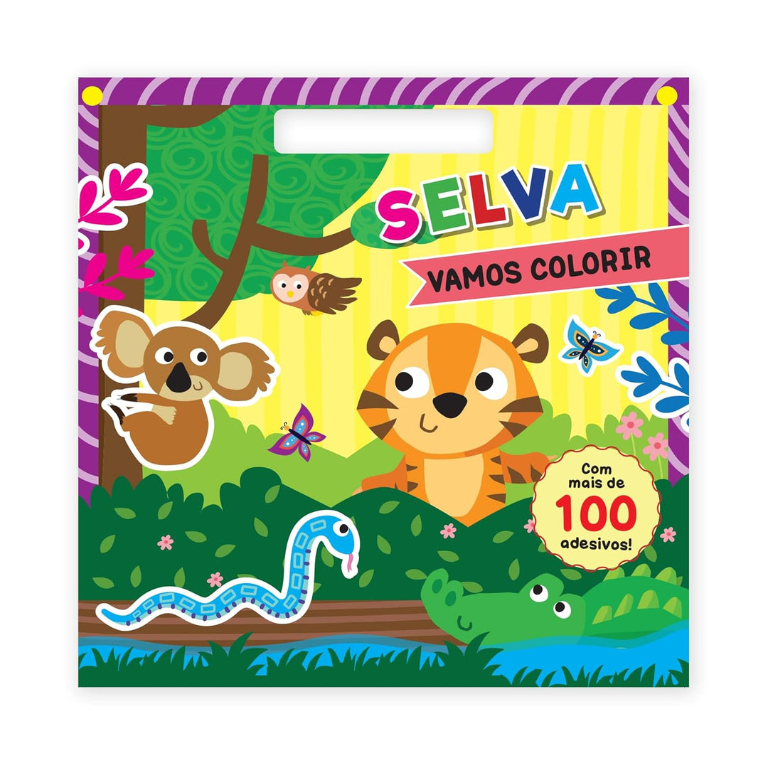 Libro Colorea La Selva Con Stickers Para Niños