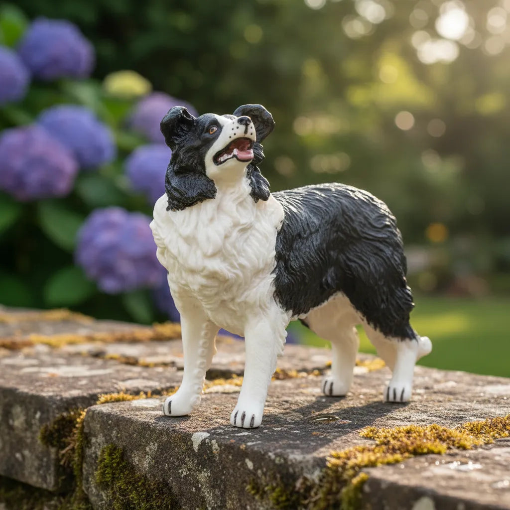 Figura Coleccionable Perro Border Collie Pintada A Mano