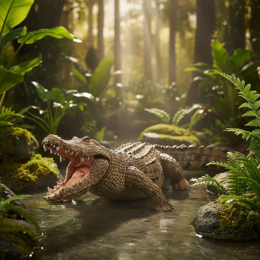 Figura Animales Cocodrilo Pintado A Mano