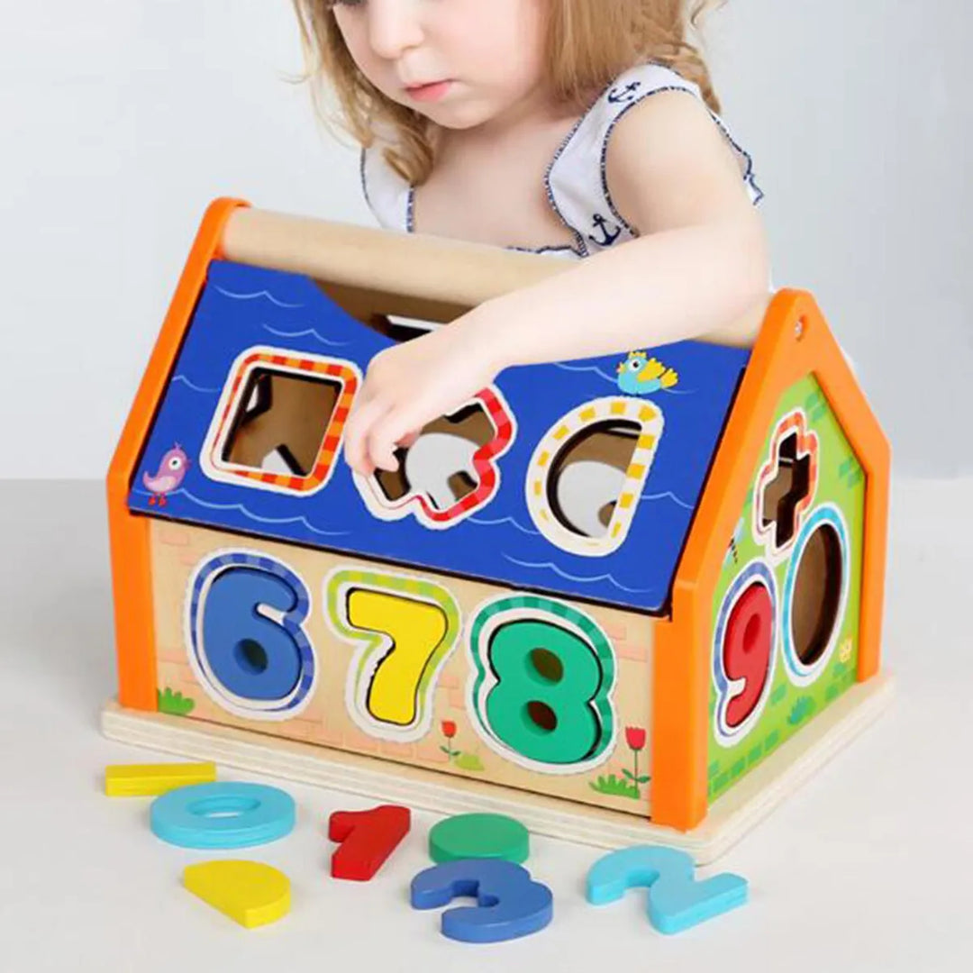 Casa Didáctica Montessori En Madera Con Números Y Formas