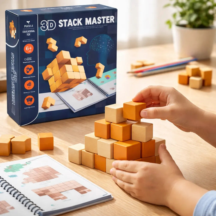 Juego Didáctico De Bloques 3d Stack Master En Madera Niños