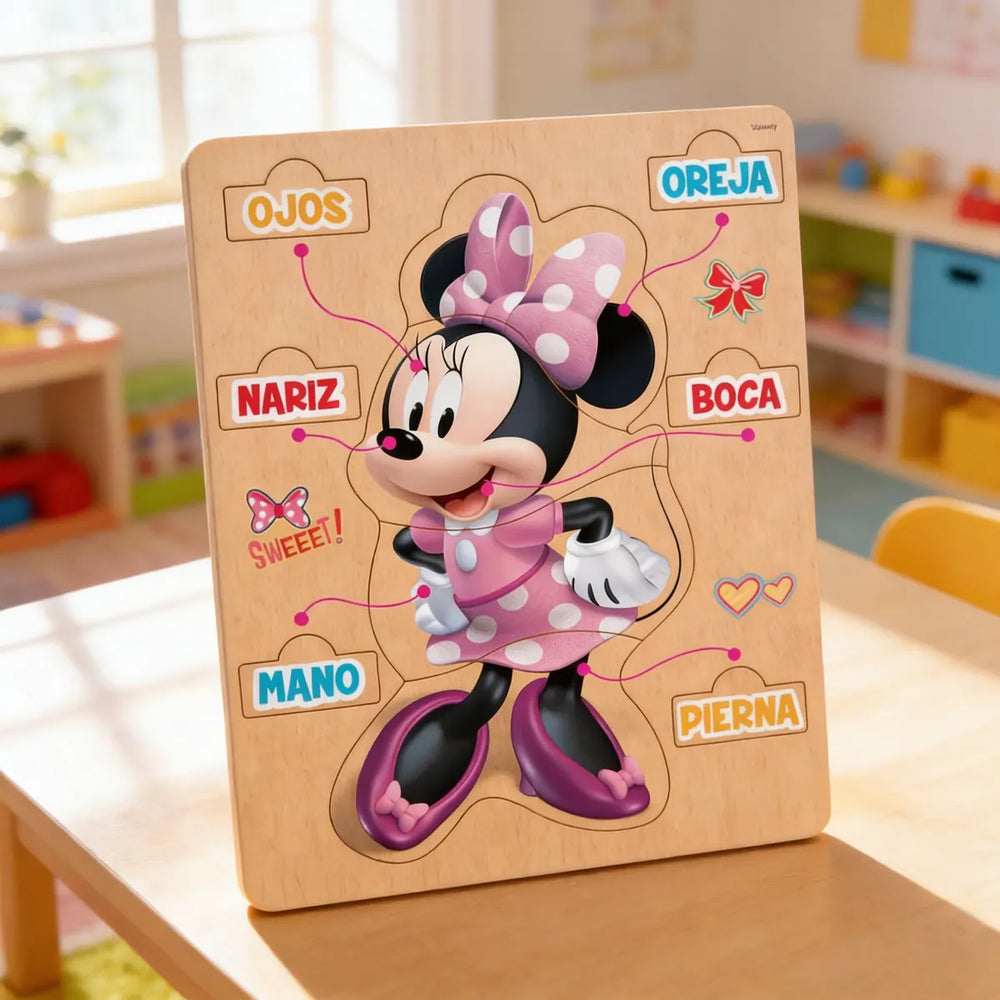 Rompecabezas Minnie Mouse Partes Del Cuerpo En Madera
